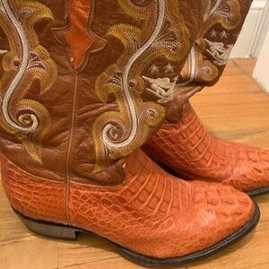 El General Vintage Western Cowboy Boots Alligator Leather Men’s US 11